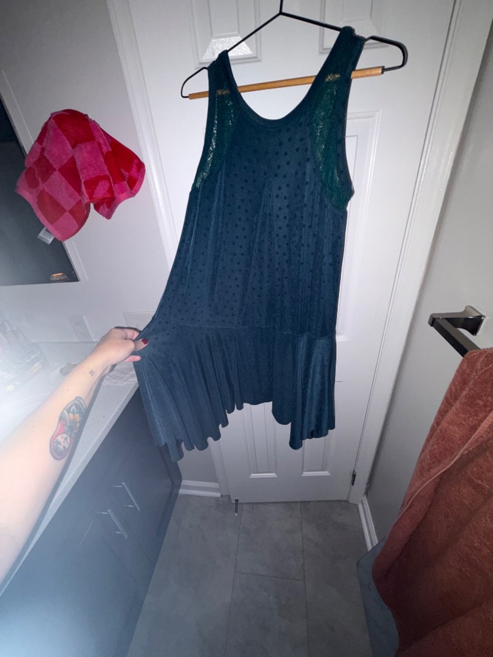 FREE PEOPLE FOREST GREEN SLEEVELESS DRESS - Picture 4 of 8